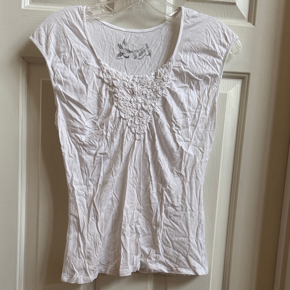 Source Unknown White Gathered Front Blouse - image 1